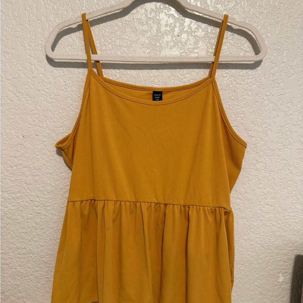 SHEIN Yellow Peplum Sleeveless Top